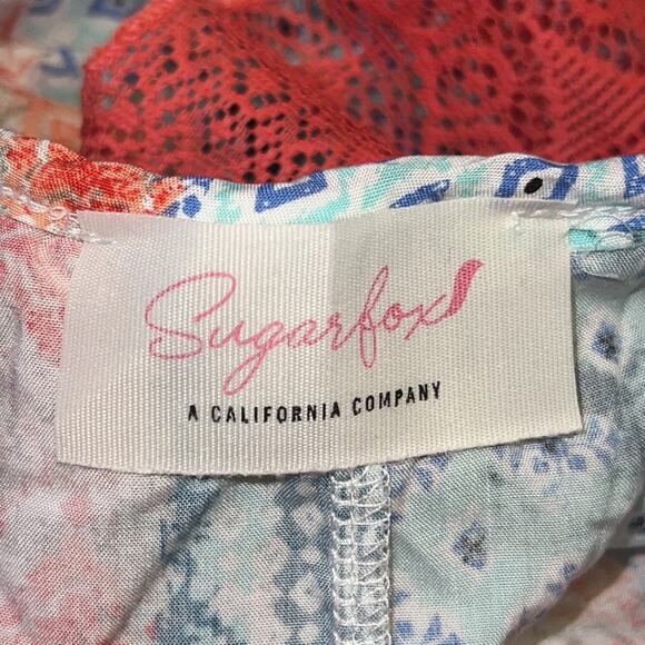 NWOT Sugarfox Off Shoulder Lacy Ruffle Top L - Picture 5 of 6